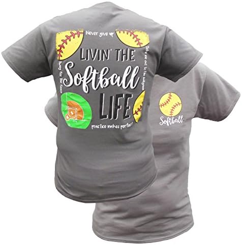 Couture Tee Livin' the Softball Life Short-Sleeve Tee Shirt Medium Charcoal