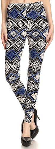 Expert Design Women's Regular American Indian Aztec Diamond Print Leggings - Royal Blue