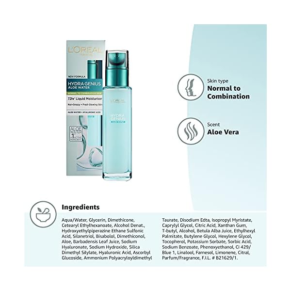 LOreal-Paris-Hydra-Genius-Hyaluronic-Acid-Aloe-Liquid-Hydrating-Moisturiser-for-Normal-to-Combination-Skin-Rehydrating-and-Reinvigorating-70-ml L'Oreal Paris Hydra Genius Liquid Moisturiser Normal to Combination Skin 70ml