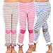 TeeHee Little Girls and Toddlers Fashion Footless Tights and Fleece Leggings 3 Pair Pack (3-5 Years, Stripe with Heart)