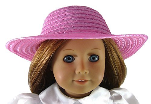 Pink Straw Hat Fits American Girl Doll