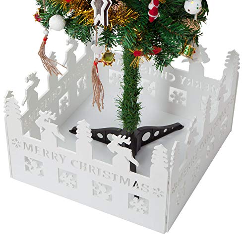 handrong Christmas Tree Fence White Decorative Xmas Tree Fencing for Home Garden Yard Office Decoration Gift Storage, Square 15.6×15.6×15.6×15.6 Inch - Thumbnail 7