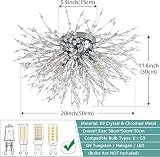 Rayofly Modern Crystal Ceiling Light Fireworks 6 G9 LED Chrome view 3