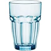 Bormioli Rocco Rock Bar 12.5 oz. Long Drink Stackable Tempered Beverage Glasses for Cold Drinks, Water, and Cocktails, Set of 6, Ice Blue