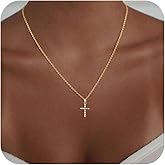 VIROMY Gold Cross Pearl Layered Necklace for Women - Dainty Cross Pendant Necklace Choker Faith Jewelry Religious Gifts for Women