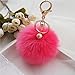 DZT1968® Solid Color Imitate Rabbit Fur Ball Keychain Handbag Key Ring Car Key (Watermelon Red)