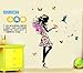 Angel Girl Flowers Butterfly DIY Wall Stickers Removable Home Decor Living Room Bedroom Girl's Room Decor (Multi-Color)