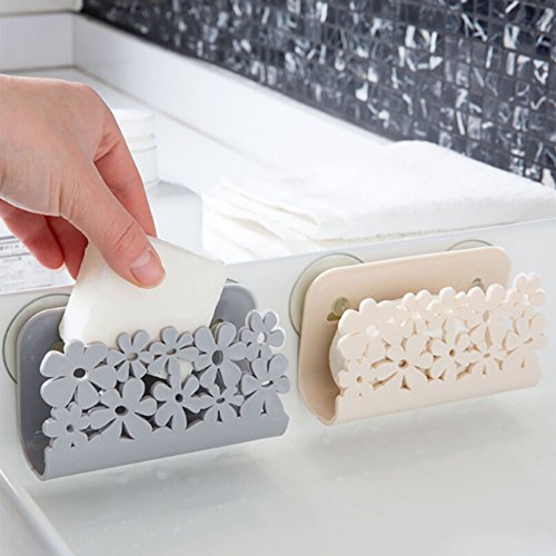 Coerni Suction Cup Sponge Holder, Kitchen Sink Caddy Brush Soap Dishwashing Liquid Drainer Rack (Grey)