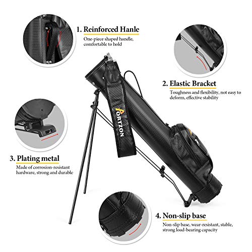 Portzon Golf Stand Bag, Lightweight Easy Carry Travel Shoulder Bag Organizer with Large Capacity of 9 Golf Clubs for Women Men