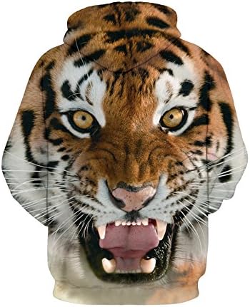 Urmycos Unisex Animal Print Blouse Sweatshirt Hooded Pullover with Kangaroo Pocket