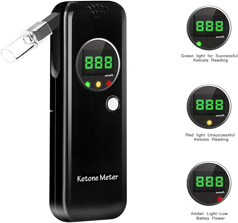 Ketonic Breath Meter, Best Ketone Breath Analyzer, Digital Ketone Breathalyzer, Ketosis Testing Kit with 10pc Mouthpieces