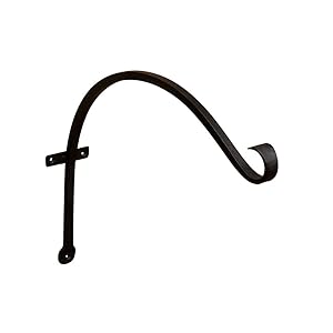 Achla Designs TSH-06 Curved, 18-inch Wrought Iron Wall Bracket Hook, Black