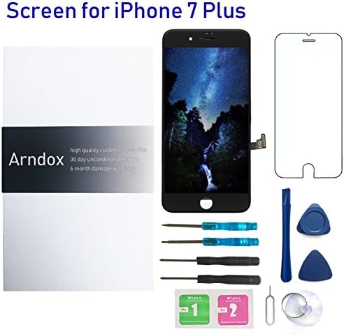 For iPhone 7 Plus Screen Replacement, Arndox 5.5 Inch LCD Display Digitizer 3D Touch Screen with Repair Tool Kit and Tempered Glass (i7P-Black)