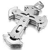 INBLUE Men's Stainless Steel Pendant Necklace Silver Tone Cross -With 23 Inch Chain