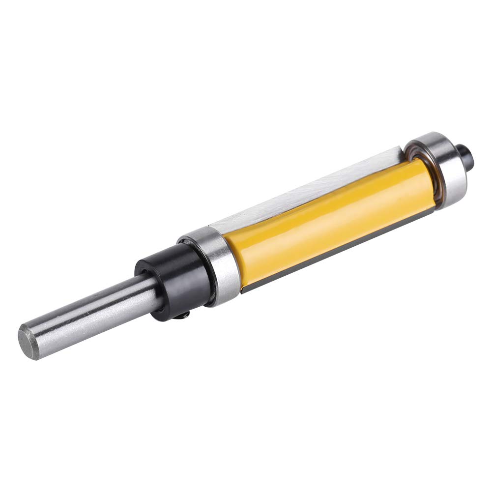 Router Bit Woodworking Tools Flush Trim Router Bit with Top and Bottom Bearing Shank Wood Milling Cutter Planer 1-1/2"H * 1/4"