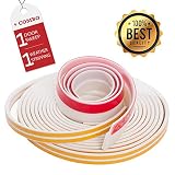 Soundproof Weather Stripping Door Kit - White - 39 Feet Self Adhesive Weatherstrips & 43.3" Door Sweep - Wind, Dust, Draft & Insect Proof - Insulation - Rubber Door Strips to Seal Door Crack - Furring