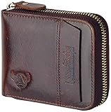 Admetus Men's Genuine Leather Short Zip-around Bifold Wallet (brown)