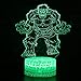 LED Superhero 3D Optical Illusion Smart 7 Colors Night Light Table Lamp with USB Power Cable (The Hulk)