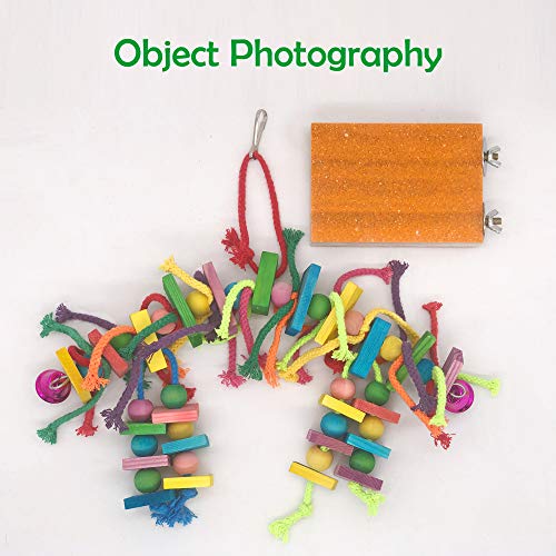 LiMio Parrot Chew Toy Bird Perch, Made of Edible Coloring Wood Blocks, Parakeet Cage Accessories Bird Toys, Suitable for Small and Medium Birds - Thumbnail 7