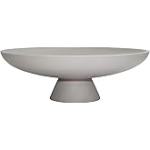 LIN CHUAN Large Decorative Bowl, Modern Resin Pedestal Bowl for Home Decor, Stylish Fruit Bowl for Kitchen Counter, Chic Key Holder for Entry Table, Grey