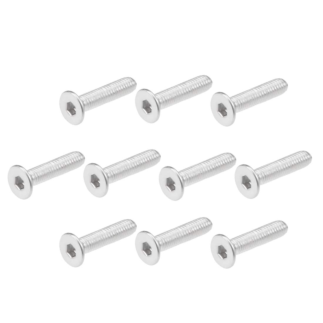 sourcing map M3x12mm Flat Head Machine Screws Inner Hex Screw 304 Stainless Steel Fasteners Bolts 80Pcs