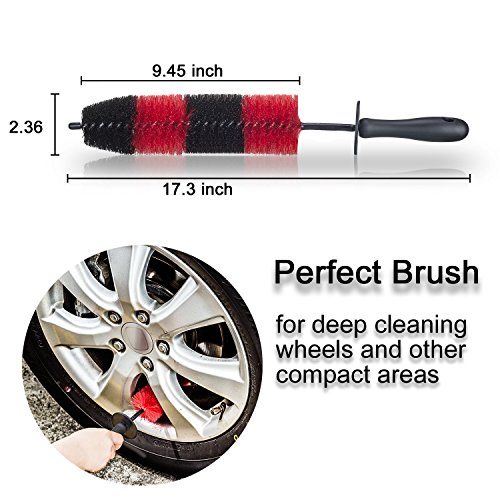 Premium Wheel /Rim Cleaning Brush Long Soft Bristle,Car Wheel Brush,Rim Tire Detail Brush,Multipurpose use For Cleaning Wheels,Rims,Exhaust Tips,Motorcycles,Bicycles, Grills,Engine (CCS-001) - Thumbnail 2