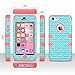 ULAK iPhone 5C Case, Shockproof Soft Silicone Rubber Hard Plastic Hybrid Heavy Duty Protection Kidproof High Impact Case Cover for Apple iPhone 5C, Zigzag + Coral Pink