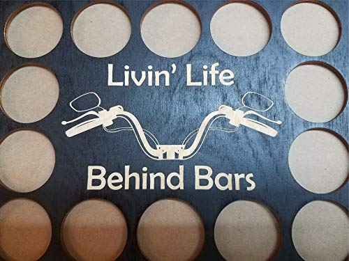 11x17"Livin Life Behind Bars" Motorcycle Poker Chip Display Case with Oak Frame and Birch Mat