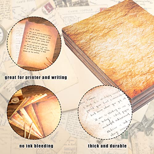 Koogel 220 Sheets Vintage Stationery Paper, Old Fashion Letter Paper 11 x 8.5 Inch Antique Looking Paper 10 Designs for Writing Calligraphy Scrapbook Wedding Invitation Printing