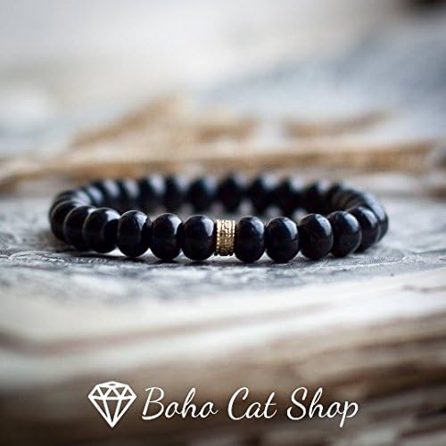 Shungite rondel beads bracelet with 24k Matte Gold Rondelle Spacer Bead EMF protection health crystal healing bracelet noble shungite mystic stone root chakra
