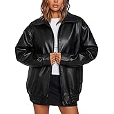 USTRADEENT Women's Oversized Bulky Jackets, 100% Lambskin Leather Motorcycle Plus Size Coat Fall Outfits Fashion Clothes 2026