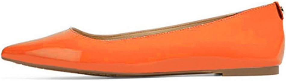 UMEXI Classic Pointed Toe Ballet Flat Slip On Patent Leather Shoes for Women