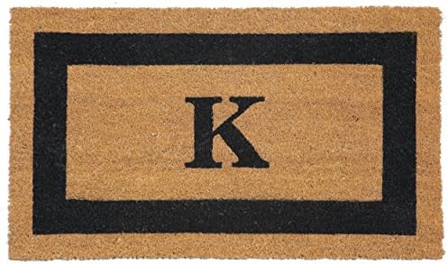 "K" Doormat by Castle Mats, Size 18 x 30 inches, Non-Slip, Durable, Made Using Odor-Free Natural Fibers