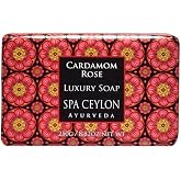 SPA CEYLON Cardamom Rose Luxury Soap | Ayurveda, Organic Herbal Soap Bar | Moisturising and Nourishing Soap | 100g