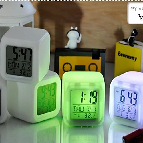 Scenstar Kids Clock Digital Alarm clocks 7 Colors Changing Digital Alarm Clock with Multi-function Thermometer Night Glowing for Bedroom&Table,School Desk - Thumbnail 2