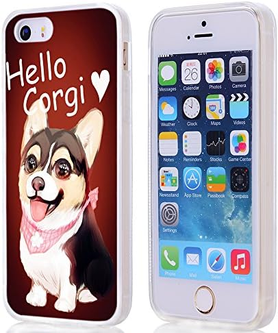 Corgi Cases for iPhone SE,Gifun [Anti-Slide] and [Drop Protection] Clear Soft TPU Premium Flexible Protective Case for iPhone SE/5S/5 - Hello,Corgi