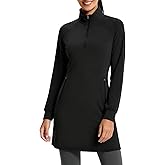 Emlovm Women's Fleece Dress Sweatshirt Long Thermal Pullover Quarter Zip Winter Warm Tunic Dress with Pocket
