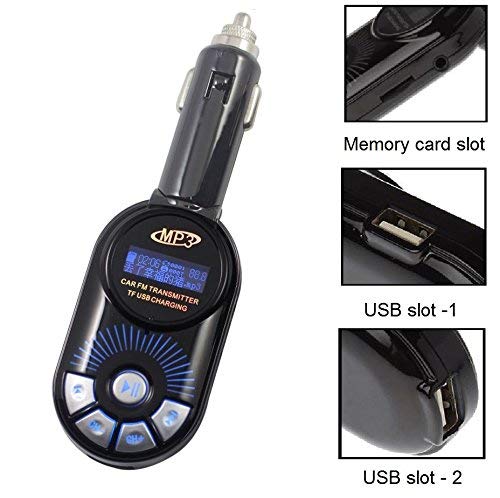 REALMAX® Car Wireless FM Transmitter Kit Universally Compatible With All Car Model All Brand Mobiles MP3 Player Tablet Smartphone To Radio Stereo Music Output Adapter Aux Port SD Card Slot USB