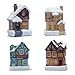QPURP Christmas Light Up Tiny Village Houses Building Sets Christmas Town Scene Display Indoor Christmas Decorations (Set of 4 Styles)