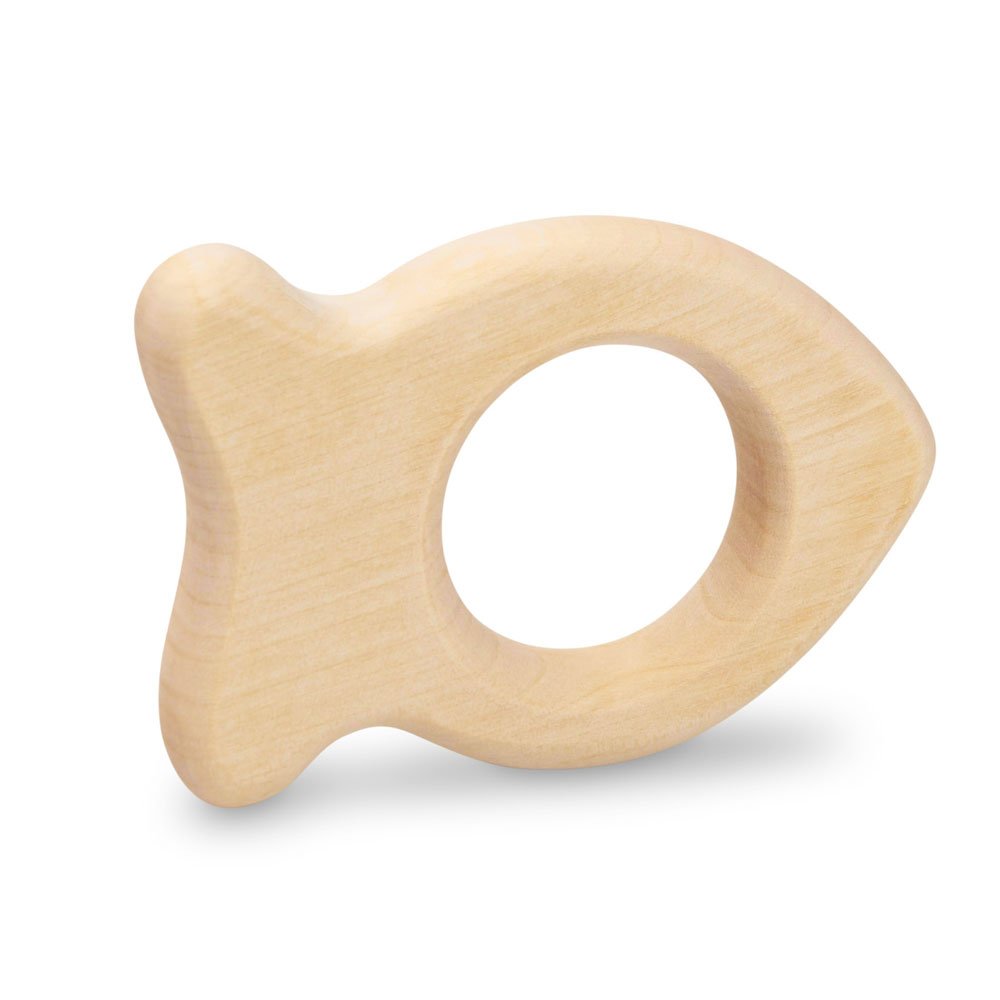 GRÜNSPECHT Wooden Grasping Toy, Trains Grip & Sense of Touch, Maple Wood with Safe Wood Oil, Gift Toy Baby, Fish (570-V2)