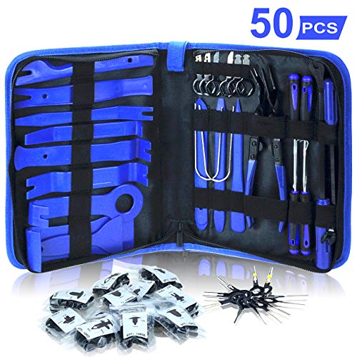 Dualeco Trim Removal Tool Set 102Pcs, Car Trim Puller Tool Kit, Plastic Pry Tools Set for Trim/Panel/Door/Audio, Auto Clip Pliers/Fastener Remover Set, Car Terminal/Stereo Removal Tool