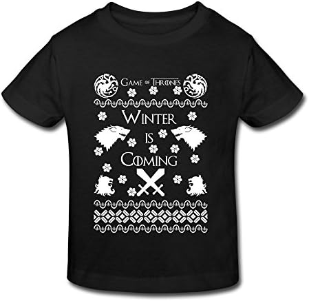 NNKEY Unisex Toddler Short Sleeve Game Of Thrones Snow Flakes T-shirt Black 5-6 Toddler