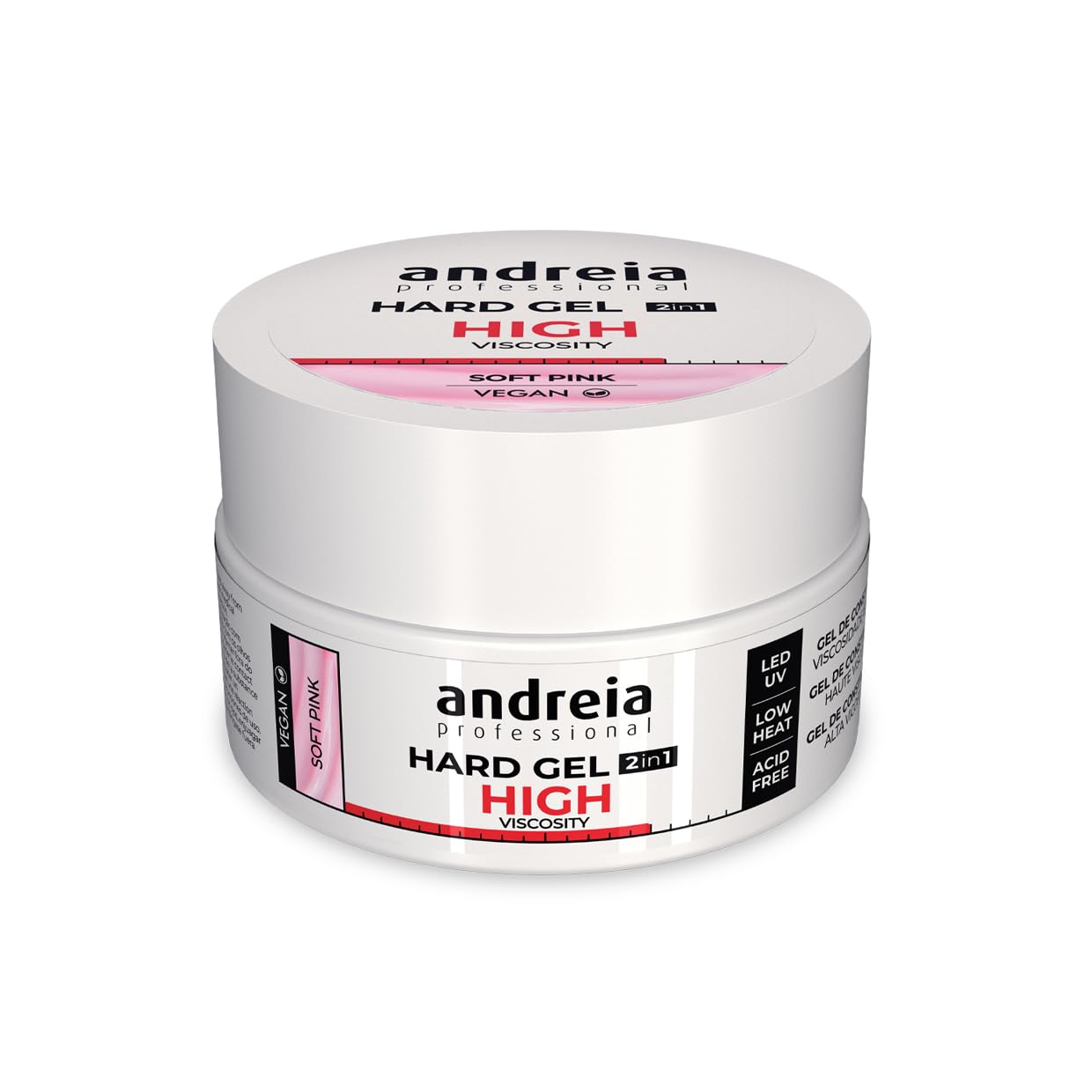 Andreia Professional Hard Nail Gel Biphasic 2 in 1 LED et UV Gel Nail Builder - High Viscosity for Hard Strong Nails Tips and Extensions - Colour Soft Pink 22g