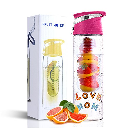 Diy fruit infuser water bottle 25 oz detox flip-top lea…