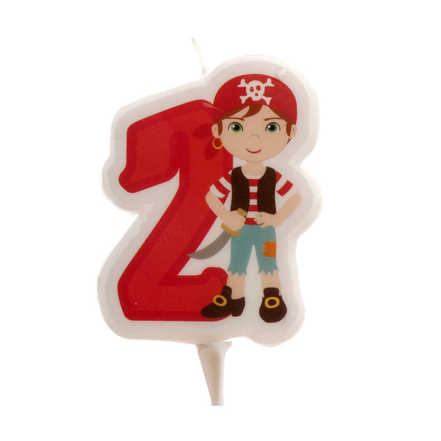 Dekora - 2D Pirate Birthday Candles for Children's Cakes - Number 2