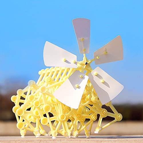 INTSUN Strandbeest Model Kit Wind Power Beast Standbeest Toy DIY Creative Turbine Wind Power Beast Mini Educational Walkable Strandbeest Birthday Gifts for Kids (Yellow)
