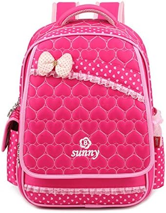 pink bow school bags for girls polka dot kids bag women backpack waterproof bagpack girl school bag children backpacks (Rose)