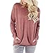 PORALA Comfy Long Sleeve Tunic Tops Blouses For Women Batwing Sleeve Casual Soft Sweatshirts T-Shirts With Pockets