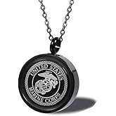 MEMORIALU Black Urn Necklace For Ashes Stainless Steel Memorial Cremation Jewelry