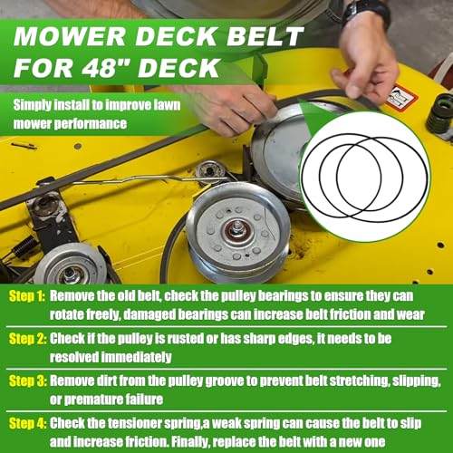 Upgraded GX21833 Deck Drive Belt Replacement Compatible with John Deere L120 L130 145 D140 LA145 LA130 D150 D160 LA165 LA155 X165 48-Inch Deck GX20571 Fit Stens 265-238